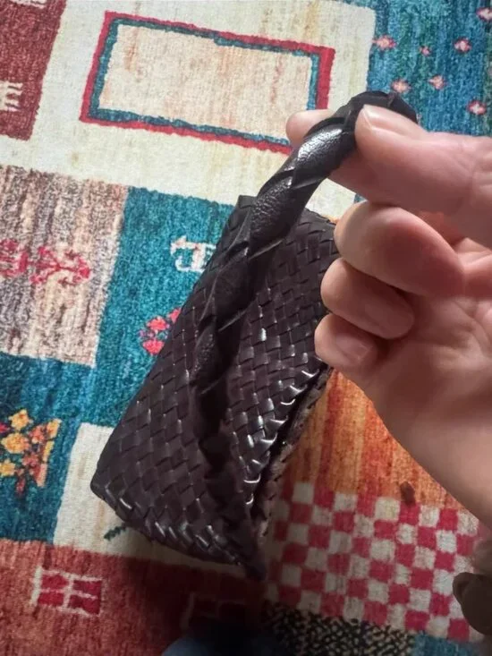 Dragon Diffusion Woven Leather Shoulder Bag Dark Brown Handmade Style - Picture 4 of 7